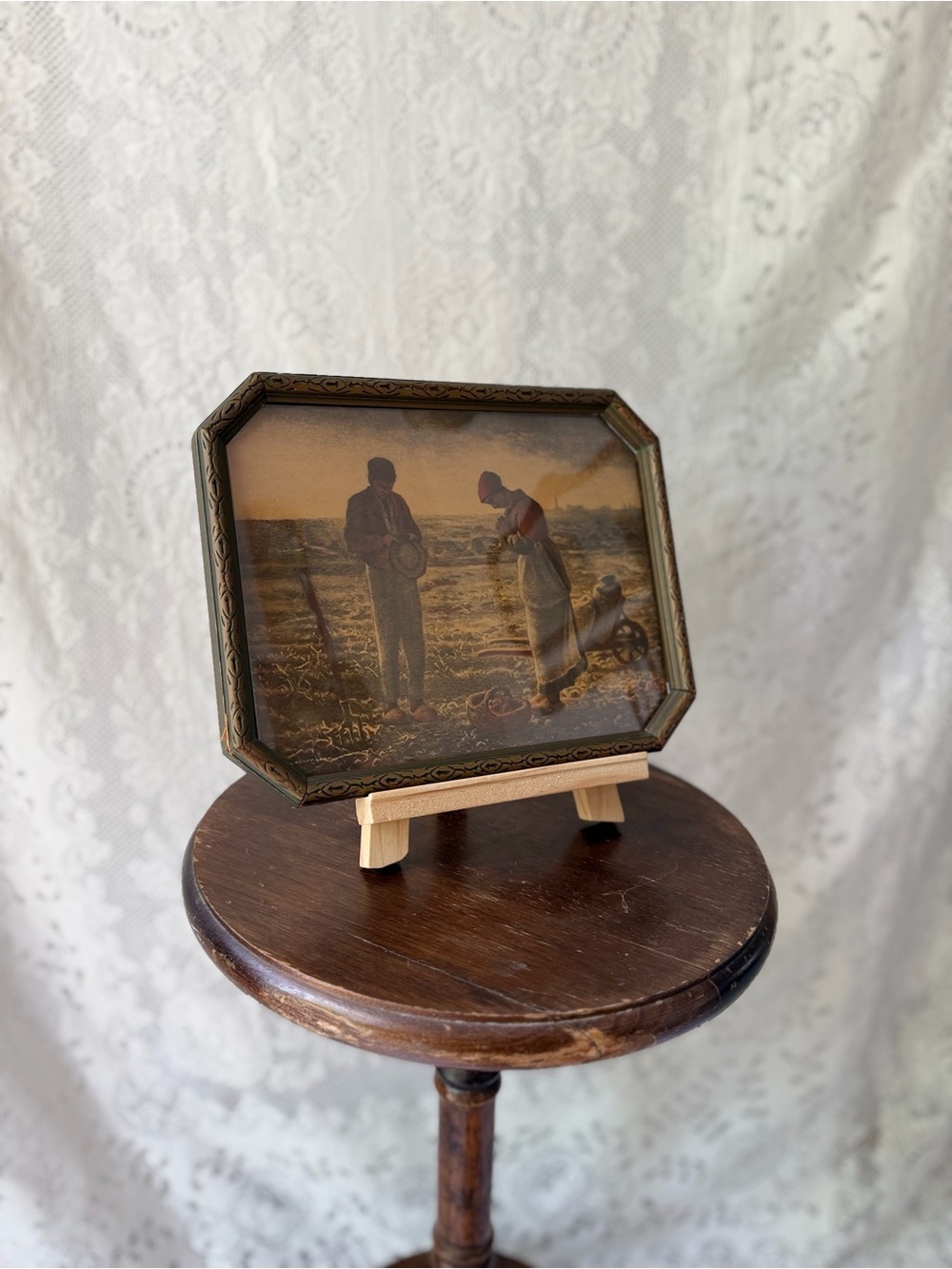 Vintage Framed The Angelus Jean François Millet Print Ornate Wood Frame Cottage - Picture 9 of 11